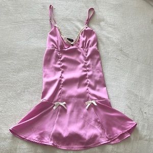 Adorable pink slip dress!! by Dollskill! super silky!! size: XS